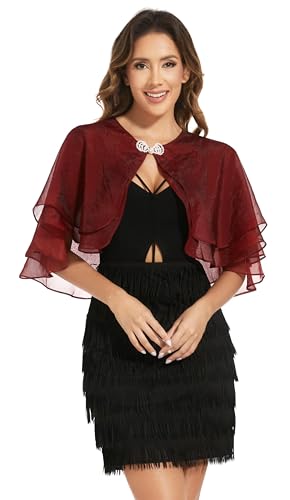 Women's Sheer Tencel Shawls and Wraps for Evening Dresses Soft Wedding Cape Lightweight Bridesmaid Scarves Cover Up - color: Ruby