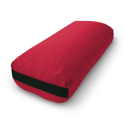Bean Products Yoga Bolster - Made In The USA With Eco Friendly Materials - Round or Rectangular Support Cushions That Elevate Your Practice - Organic Hemp Cover - color: Cranberry, size: Rectangular