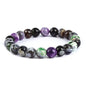 Natural Energy Healing Stone Charm Bracelet 8mm Natural Energy Healing Lava Rock Bracelet - Unisex - color: ZLY-Mixed color agate