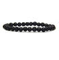 Angelstones Handmade Natural Healing Gemstone 6mm Round Beads Stretch Crystal Bracelet 7 Inch Unisex - color: Lava
