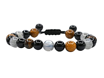 Amazing Gemstone Mood Bracelets for Kids Women Men Manifestation - Labradorite Mariyam Jasper Black Tourmaline Bracelet Set for Men Women Healing Calming Anxiety Stress Relief Gifts (Adjustable) - color: Mood Lifting