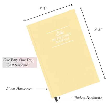 Gratitude Journal – 300 Seconds Daily Reflection with Prompts for Mindfulness, Self Care & Positive Thinking, 5 Minute Guided Journal Yellow Edition for Women & Men - color: Light Yellow