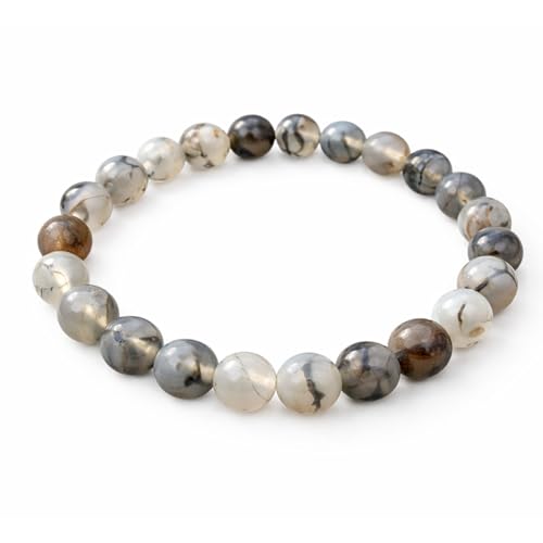 The Alchemist's Arcanum Adjustable Beaded Wrist Accessory for Men and Women, Stretch Fit Stone Bead Jewelry for Daily Wear and Gifting - color: Larvakite