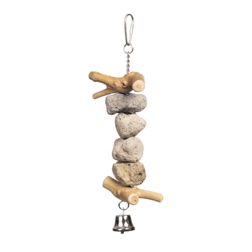 Prevue Pet Products Block Rock Naturals Sound & Movement Bird Toy - Hanging Cage Accessories with Beads, Wood & Bell for Small to Medium Birds, Parakeets, Cockatiels & Conures