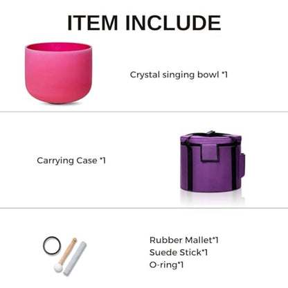 8 Inch Red C Note 432hz Root Chakra Crystal Singing Bowl Healing with Carrying Case and Rubber Mallet Suede Strikers Oring - color: Red C Note, size: 8 inch