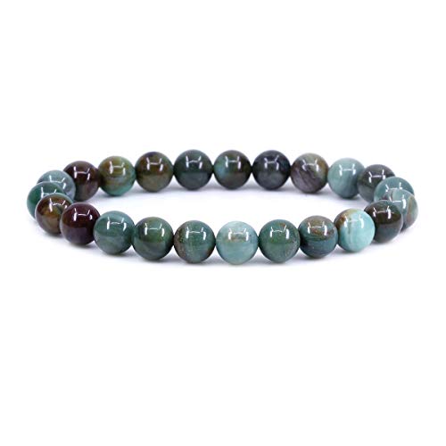 Amandastone Natural Gemstone 8mm Round Beads Stretch Bracelet 7 Inch