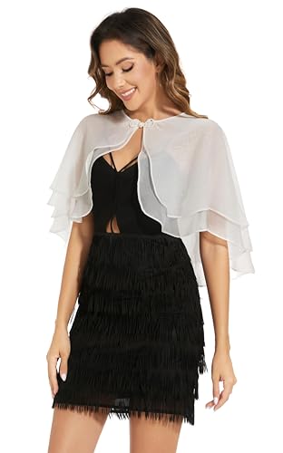 Women's Sheer Tencel Shawls and Wraps for Evening Dresses Soft Wedding Cape Lightweight Bridesmaid Scarves Cover Up - color: White