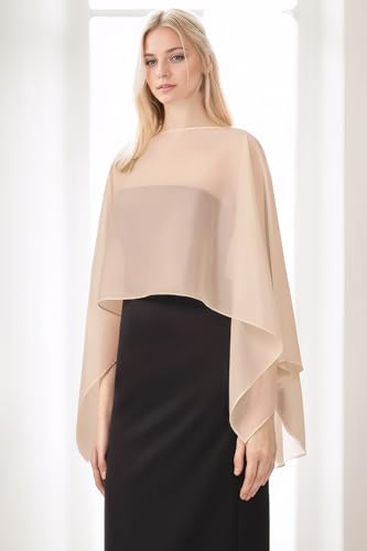 Coucoland Shawl Wraps for Women Sheer Chiffon Shawl Elegant Soft Wraps for Evening Dress Wedding Party - color: Khaki