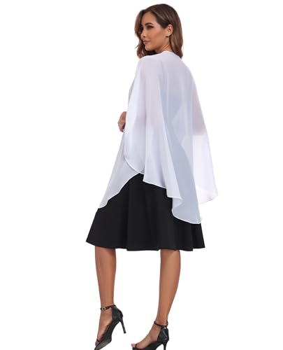 TONGFANTFL Shawls Wraps for Evening Wedding Party Chiffon Scarf Soft Bridal Wraps Wedding Guest Shawl Coverage - color: White