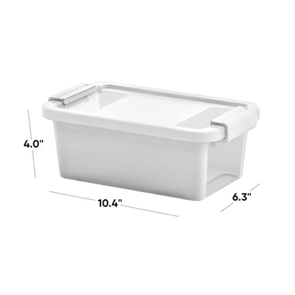 Curver Set of 4 Extra Small VersaBox Plastic Organization and Storage Box with Secure Latching Lid, White - size: Extra Small