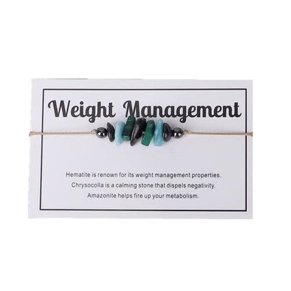 tenghong2021 Chakra Crystal Beaded Bracelet with Wish Card Adjustable Spiritual Anxiety Stone Beads Braide String Bracelet Yoga Meditation for Women Men Jewelry Birthday Gifts - style: Weight Management