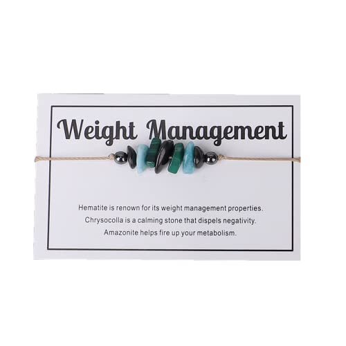 tenghong2021 Chakra Crystal Beaded Bracelet with Wish Card Adjustable Spiritual Anxiety Stone Beads Braide String Bracelet Yoga Meditation for Women Men Jewelry Birthday Gifts - style: Weight Management