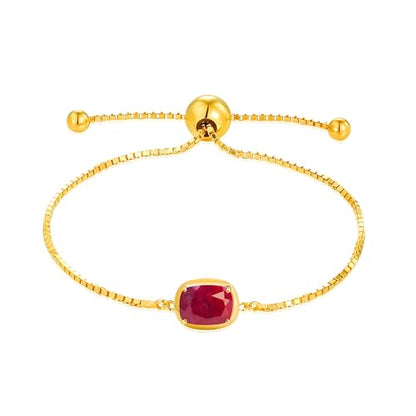 MAX + STONE 18K Gold Over Silver Gemstone Bracelets for Women | Hypoallergenic Birthstone Bracelet | Anti Tarnish Gold Plated Sterling Silver Bracelets for Women - color: Ruby