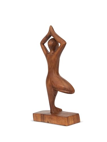 G6 Collection 8" Wooden Handmade Abstract Sculpture Art Decorative Home Decor Handcrafted Figurine Accent Decoration Artwork Hand Carved, Tree Pose - style: Tree Pose