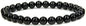 Natural Gemstone 6mm Round Beads Stretch Bracelet 7 Inch - color: Black Quartzite