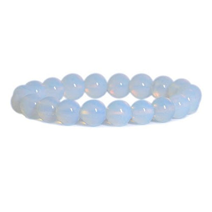 Justinstones Gemstone Crystals Chakra Beads Bracelet Crystal Healing 10mm Round Stretchable Bracelet for Her Gift - color: Opalite