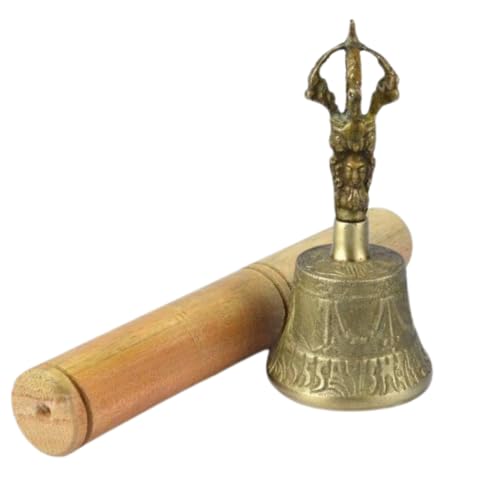 RareZen Tibetan Singing Bell with Wooden Stick Buddhist Bell | Traditional Vintage Bell for Yoga, Mindfulness, Relaxation and Healing | Meditation Bell For Chakra Balancing & Sound Therapy (4.5 inch) - size: 4.5 inch