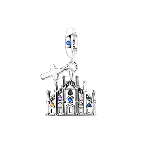 Prayer Cross Elephant Airplane Suitcase Charm 925 Sterling Silver Charms fits for Bracelets Necklace Pendant Bead Charms Jewelry Gift for Women Family - color: Church Charm