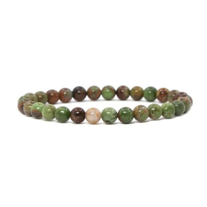Justinstones Gem Semi Precious Gemstone 6mm Round Beads Stretch Bracelet 6.5 Inch - color: Green Opal