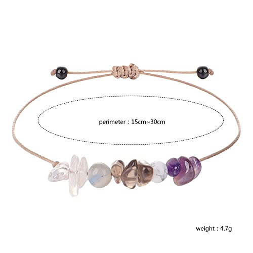 tenghong2021 Chakra Crystal Beaded Bracelet with Wish Card Adjustable Spiritual Anxiety Stone Beads Braide String Bracelet Yoga Meditation for Women Men Jewelry Birthday Gifts - style: Good Sleep