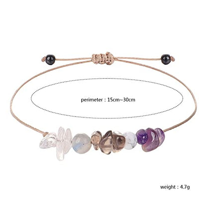 tenghong2021 Chakra Crystal Beaded Bracelet with Wish Card Adjustable Spiritual Anxiety Stone Beads Braide String Bracelet Yoga Meditation for Women Men Jewelry Birthday Gifts - style: Good Sleep