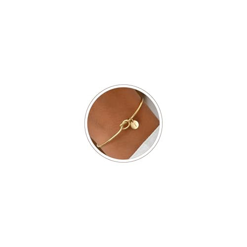 Turandoss Initial Bracelets for Women - Dainty Knot Letter A-Z Initial Bracelet Personalized Cuff Bangle Bracelet for Women Jewelry Gifts - color: Gold, style: T