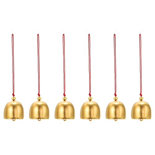 PATIKIL 6 Pcs Wind Chime, Hanging Bells Temple Bells Retro Outdoor Hanging Metal Chinese Wind Chime Round for Outside Garden Camping, Gold Red - color: Gold Red
