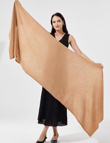 Soft Cashmere Blend Wrap Chic Scarf Stole for Women Wayfarer Travel Extra Large 87"x28" - color: Camel