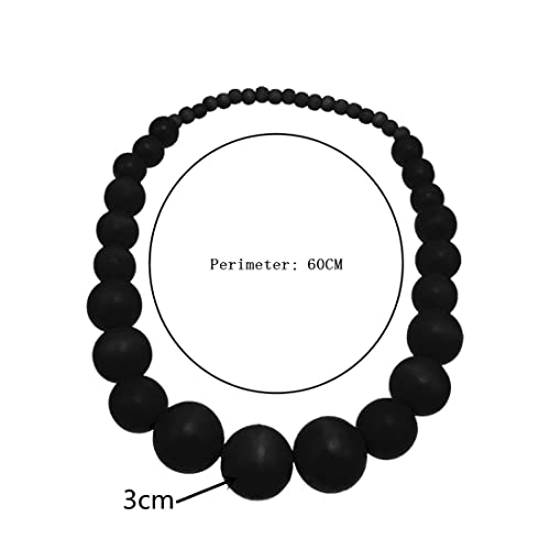 COLORFUL BLING Ethnic Natural Wood Beads Necklace for Men Women Africa Wooden Chain Chunky Strand Necklace Statement Hip Hop Jewelry - color: short black