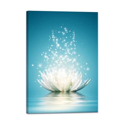 Canvas Prints Wall Art Lotus Flower Pictures Bathroom Decor Zen Painting Spa Photo Artwork Framed for Spiritual Meditation Yoga Room Ready to Hang 28x 44inch - color: Lotus 01, size: 28"L x 44"W