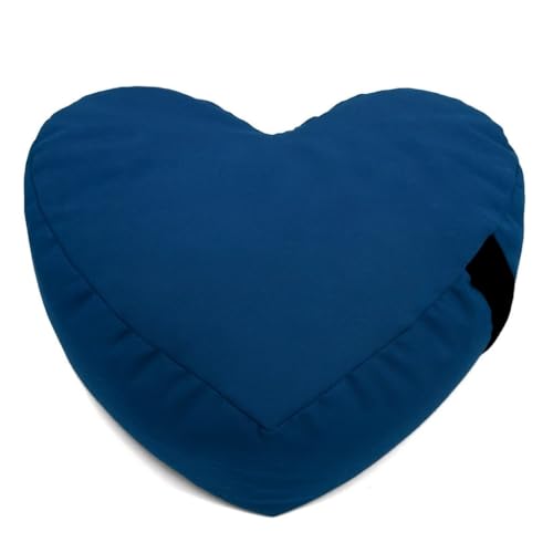 Heart Shaped Zafu Meditation Pillow for Yoga - Organic Buckwheat Filled Valentines Heart Pillow - Zen Kneeling Prayer Pad for Sitting on Floor, Yoga Cushion - Made in USA - 14"X16", Blue Trust - color: Blue, size: Heart Shaped