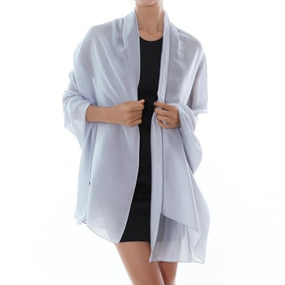 RIIQIICHY Women Shawls and Wraps for Evening Dresses Like Chiffon Silk Scarf Formal Silky Pashmina Shawls for Weddings - color: Grey