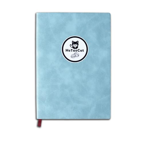 HeTaoCat Lined Journal Notebook, 200 Numbered Pages, A5 Medium Size (5.7'' x 8.3''), for Men & Women, Journaling, Writing, Work & Office, Soft-sided Leather Hardcover, 100 GSM Thick Paper (Sky Blue) - color: Sky Blue