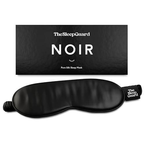 Pure Silk Sleep Mask [100% 6A Mulberry Silk, 22 Momme] Light Blocking Travel Essentials. Eye Masks for Sleeping. Black Oeko-Tex Blindfold. Eye Covers for Men & Women - color: Noir Black