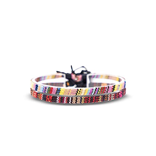 Made by Nami 2 Pcs Boho Surfer Bracelets for Women and Men Waterproof and Adjustable Braided Bracelets Set of 2 for Ethnic Hippie Style - color: Brown & Yellow