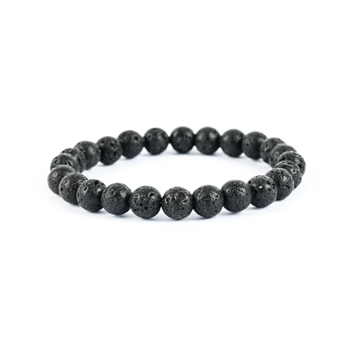 Natural Energy Healing Stone Charm Bracelet 8mm Natural Energy Healing Lava Rock Bracelet - Unisex - color: ZLY-lava