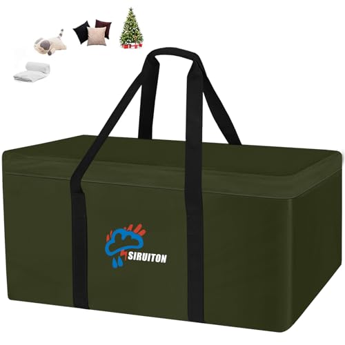 SIRUITON 69”L x 29.5”W x 21.6”H Outdoor Cushion Storage Bag,Patio Furniture Cushion Storage Bag,Heavy Duty 600D Oxford Garden Cushion Storage Covers, Waterproof 9FT Christmas Tree Storage Bags. - color: Military Green, size: 69x29.5x21.6in