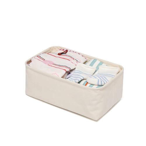 Foldable Storage Bins with Lids Cotton Canvas Rectangular Storage Box Ideal for Organization Lightweight and Durable (11.22 x 2.95 x 4.72) - size: 11.22 x 2.95 x 4.72"