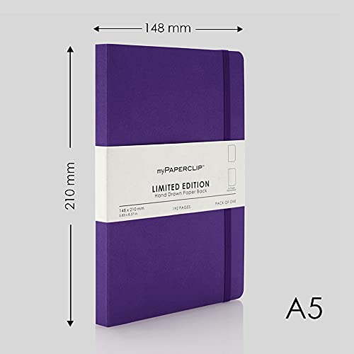 myPAPERCLIP Limited Edition A5 Plain Notebook | 192 Pages, 100 GSM, Soft Cover, A5 (5.83 × 8.27 in) | Flat Lay | Bookmark & Elastic Closure | Amethyst - color: Amethyst, style: Plain