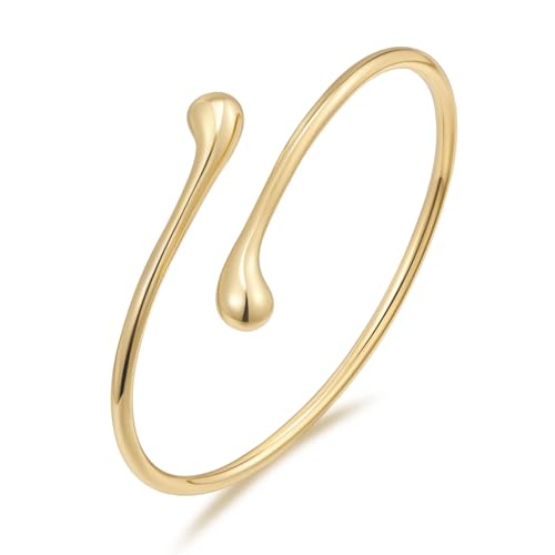 Sylph Gold Bracelets for Women, Chunky Bangle Bracelet Open Cuff/Teardrop Bangles Hypoallergenic Dainty Minimalist Jewelry for Everyday Wear - style: Gold Teardrop