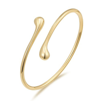 Sylph Gold Bracelets for Women, Chunky Bangle Bracelet Open Cuff/Teardrop Bangles Hypoallergenic Dainty Minimalist Jewelry for Everyday Wear - style: Gold Teardrop