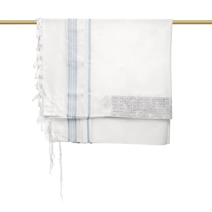 A supervised kosher Tallit Gadol Prayer Shawl from Israel,Wedding Model Diamond,Non-Slip.Wash and Iron easily. - color: With Sky Blue Stripes, size: Size 45 - 64 x 44 Inch