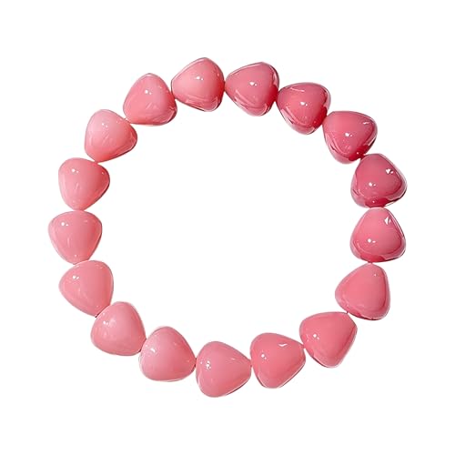 MUDI Bracelet For Women, Bodhi Seed Beads Bracelets Fidget Healing Energy Protection Stretch to My Man Jewelry Gift - color: Pink Heart