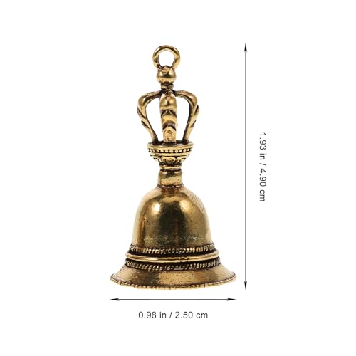FOMIYES Brass Lucky Beads Hand Bell - 2Pcs Buddhist Meditation Prayer Bells for Self Healing - Retro Keychain Pendants for Decoration