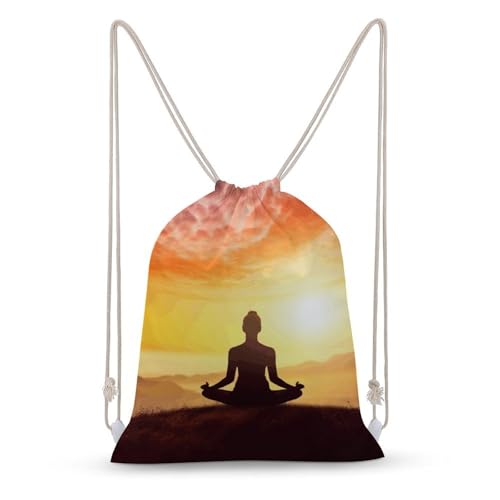 Yoga Meditation Drawstring Backpack Sport Gym Bags Yoga Shopping Travel Casual Daypacks for Women Men - color: Yoga Meditation