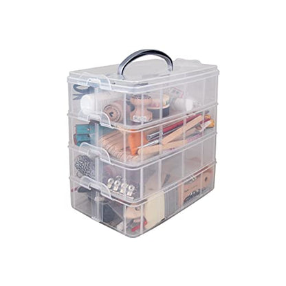Rayher storage box with carrying handle storage box with 17 compartments 23.1 x 15.6 x 18.5cm transparent