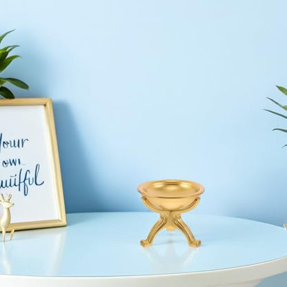 Hemobllo Religious Offering Bowl Tabletop Statue Multi-function Prayer Sacrifice Tool Hand-painted Resin Gold Altar Decoration for Meditation and Festive Home Décor