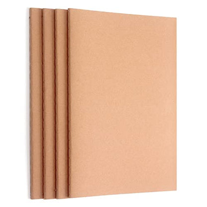 4 Pack Blank Kraft Notebooks, Blank Paper Sketchbooks for Drawing Doodling Writing,Travel Journal Set, A5, 36 Pages, 8.3” X 5.5”