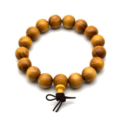 Zen Dear Natural Golden Sandalwood Mexican Bocote Mala Prayer Bead Bracelet Link Wrist Necklace Mala Beads - style: 15mm 15 beads