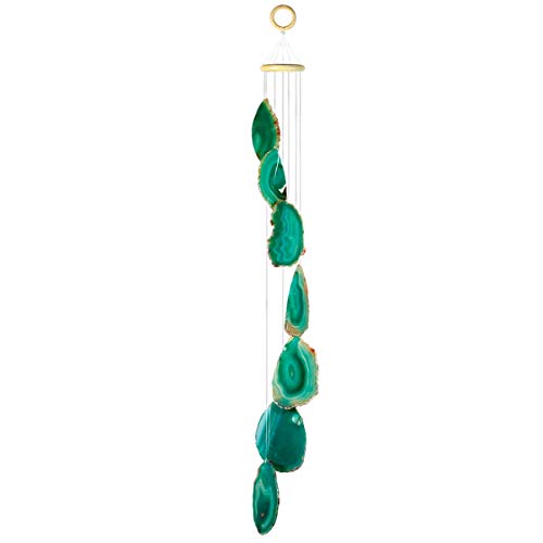 rockcloud Agate Slices Geode Wind Chime Home Garden Decoration Figurine, 28-33 inches - color: Green